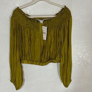 Honey and Lemon Green Off the Shoulder Top